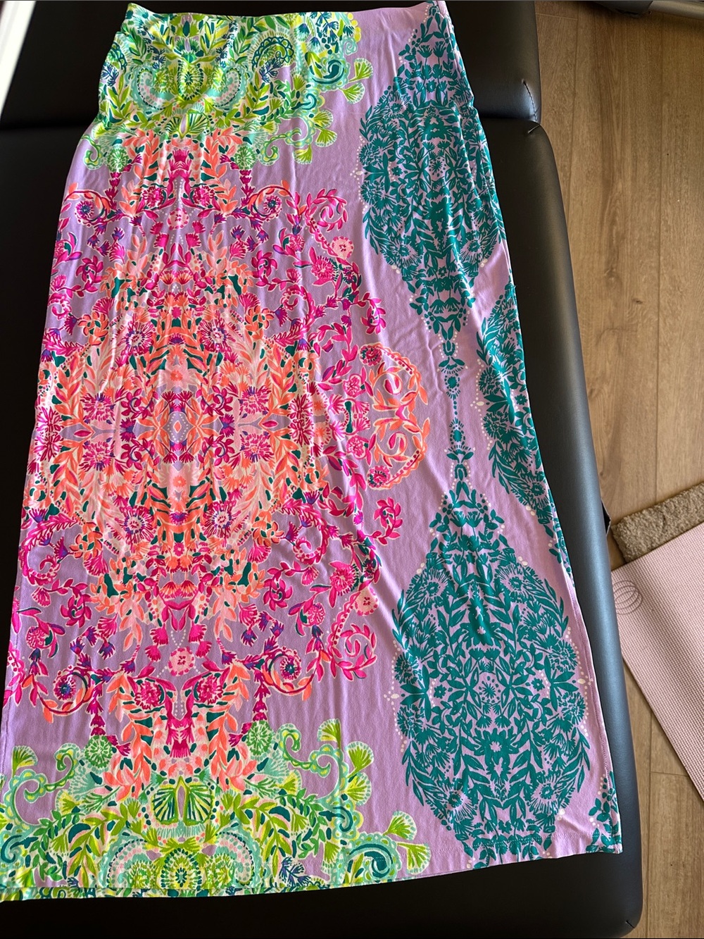 Lilly Pulitzer Pink Maxi Skirt with Multicolor Floral Medallion Print